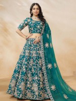 Teal Blue Art Silk Lehenga Choli